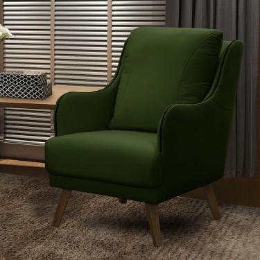 Imagem de Poltrona Para Sala Decorativa Com Tachas Sarah Veludo Verde