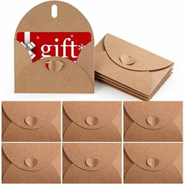 Imagem de Primbeeks 100 peças de envelopes premium para cartões de presente, 10 x 7 cm, mini envelopes de semente, envelopes de papel Kraft, envelopes fofos com fecho de coração para cartões de presente, brindes de casamento, lembrancinhas de festa