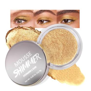Imagem de KXmzeG Sombra monocromática Gold Mousse Shimmer, paleta de sombra monocromática creme fosco neutro, sombras misturáveis à prova d'água de longa duração para ojos, mini sombra (05#, pacote com 1)