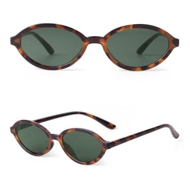 Imagem de VFDHN Óculos de sol retrô oval com armação, feminino, masculino, fashion, pequeno, leve, chá, uv400, feminino (7)