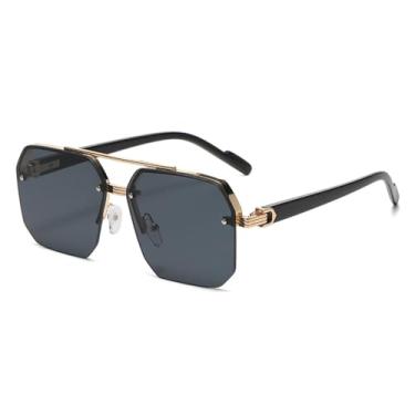 Imagem de Óculos de sol de metal para ciclismo masculino, meia armação, estilo pregos de arroz, casual, tendência, personalidade, retrô, moda, esportes ao ar livre, 05, óculos de sol