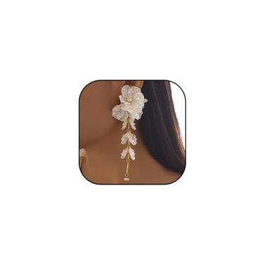 Imagem de Brincos de flores boêmios para mulheres, brincos pendentes de flores grandes esculturais, brincos modernos de casamento, damas de honra, festas de aniversário, bijuterias, One size, Metal, Sem pedra