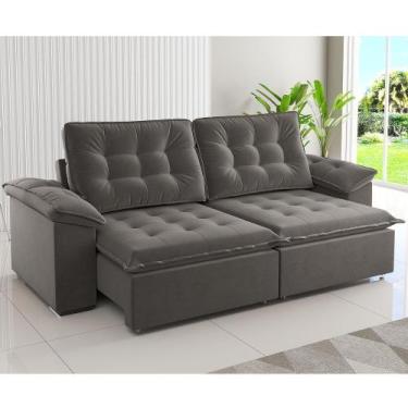 Imagem de Estofado Retrátil e Reclinável 4 Lugares Romenia Grafite - Casa Giulia