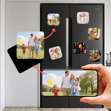 Imagem de Conjunto de 60 peças de ímãs de geladeira faça-você-mesmo acrílico quadrado decorativo ímã de geladeira com suporte adesivo ímãs de ferrite para escritório, sala de aula, armários, cozinha (5 cm, 216