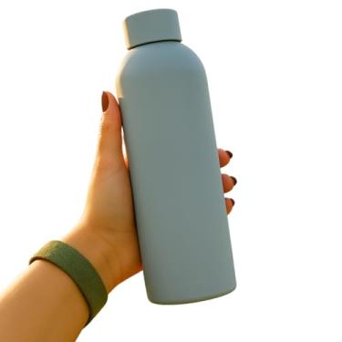 Imagem de Garrafa Térmica Inox 500ml Pintura emborrachada Linha Premium Água Gelada Por Mais Tempo (CINZA)