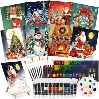 Imagem de Cholemy Kit de pintura e sorvete de 36 peças para adultos 20 x 25 cm, tela pré-desenhada para pintura faça-você-mesmo, kit de pintura acrílica afro, pincéis de cavalete de madeira para encontros