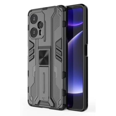 Imagem de SORAKA Capa para Xiaomi POCO F5 com suporte Capa de proteção resistente para Xiaomi POCO F5 Capa com placa de metal para suporte magnético para carro Capa Silm Fit