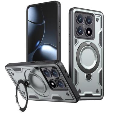 Imagem de SORAKA Capa para Xiaomi 14T com suporte,compatível com MagSafe,Capa para Xiaomi 14T com chapa de ferro Capa resistente que absorve choques Proteção contra quedas de nível militar