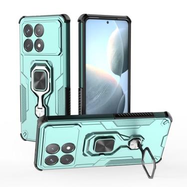 Imagem de SORAKA Capa para Xiaomi Poco X6 Pro 5G com suporte de metal rotativo de 360 graus, peça magnética de ferro para suporte magnético de telefone e carro, verde