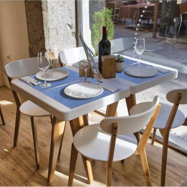 Imagem de Kit Jogo Americano Sousplat 100 Unidades Restaurantes Bar Hotel Mesa Posta Decoração - Sisal Azul Claro Retangular