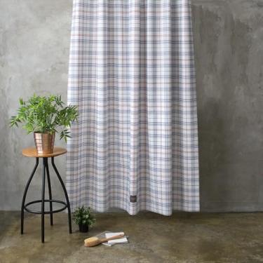Imagem de onesevennine Cortina de chuveiro de designer coreana – Sem costura, resistente à água (180 cm L x 188 cm C) grancheck - Inclui 12 ganchos de plástico para fácil configuração