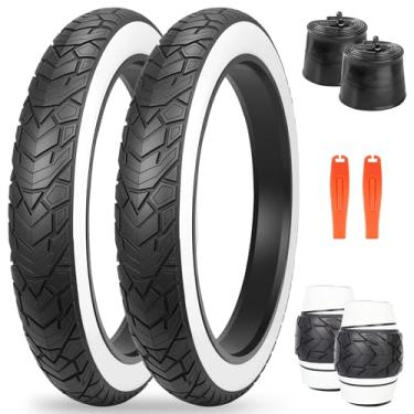 Imagem de ZUKKA Pneu E-Bike de 26 x 4,0 pacote com 1/2 pneu gordo de alto desempenho branco gordo de substituição de parede dobrável para mountain bike pneus de bicicleta de alta densidade para bicicletas MTB E