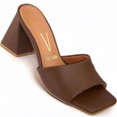 Imagem de Sandália Vizzano Tamanco Salto Alto Quadrado Original 6464, Capuccino,