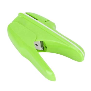 Imagem de Máquina de Grampear Abs Sem Grampo, Livro, Papel, Grampeador Grátis para Escola de Escritório (rosa, verde) (Verde)