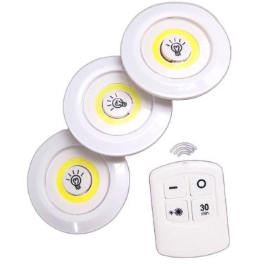 Imagem de Luminária Led Spot Sem Fio Kit 3 Peças Inclui Controle