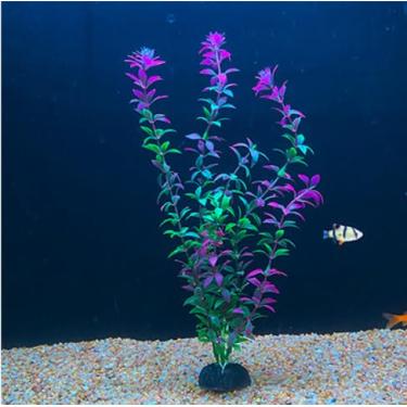 Imagem de Planta Artificial Decorativa Para Aquário Roxa +Verde 30cm