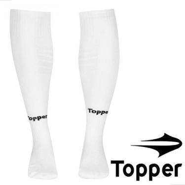Imagem de Meião Futebol Topper Cup Faixa Tensora Dry Masculina Adulto, Branco