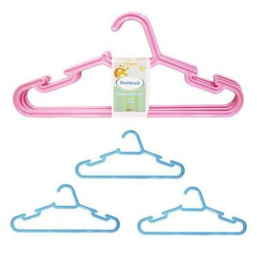 Imagem de Cabide Roupa Acrilico Ps Cava Azul/Rosa 3 Peca 28X12,5Cm 5Mm