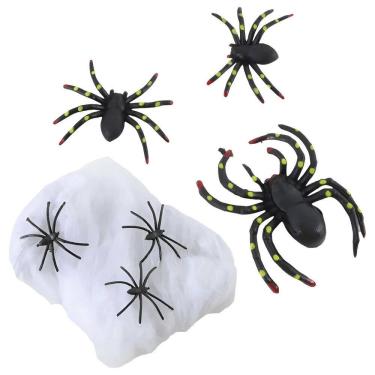 Imagem de Teia Aranha Hallowen Kit 6 Tarantulas Terror Festa Dia Das Bruxas Pegadinha Susto Decor...