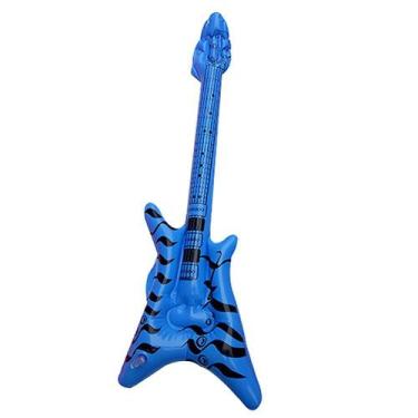 Imagem de Azul Pvc inflável guitarra microfone crianças brinquedos festa adereço