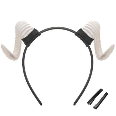 Imagem de Bandana MOSTORY White Sheep Horns Devil Renfaire Cosplay