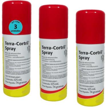 Imagem de Terra Cortril Spray 125ml Zoetis Kit com 3