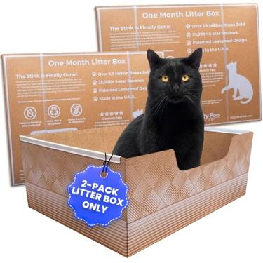 Imagem de Somente caixa de areia descartável à prova de vazamento para gatos – Feito nos EUA | Controle de odor incomparável | Reciclável — Kitty Poo Club