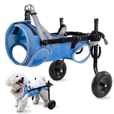 Imagem de Cadeira de rodas para cães atualizada para pernas traseiras, cadeira de rodas para cães pequenos com rodas, cadeira de rodas leve para suporte de perna ajuda idosos, feridos, paralisados, M e azul
