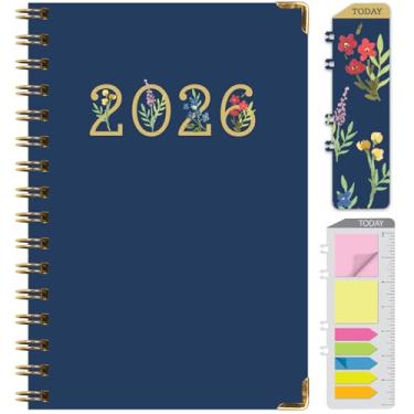 Imagem de Agenda HARDCOVER 2026, 14 cm x 20 cm: 14 meses (novembro de 2025 a dezembro de 2026), agenda mensal diária, agenda anual, marcador de livro, pasta de bolso e conjunto de notas adesivas (número dourado