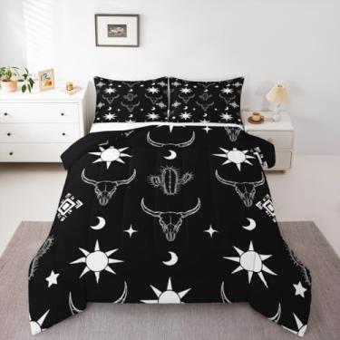 Imagem de jejeloiu Conjunto de edredom asteca nativo do sudoeste, retrô, exótico, boêmio, para crianças, meninos, meninas, arte moderna, edredom para decoração de quarto, microfibra, 3 peças com 2 fronhas