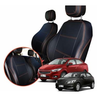 Imagem de Capa de Banco de Couro Sob Medida para Chevrolet Onix, Novo Prisma, Conjunto Completo, Preta (Encosto Bipartido)