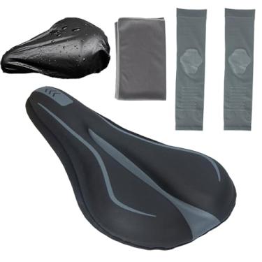 Imagem de Suerico Capa de assento de bicicleta Almofada de selim de bicicleta, capa de assento de bicicleta acolchoada com gel para homens e mulheres, almofada de assento de bicicleta adequada para estacionário