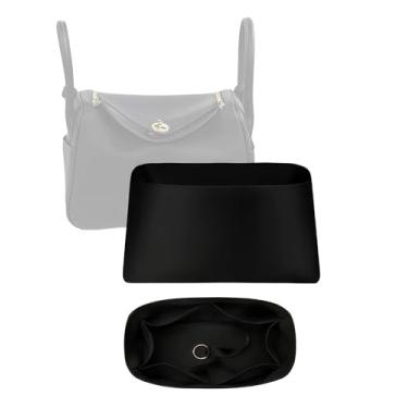 Imagem de Organizador de seda luxuoso para Lindy 19/26/30/34 – inserção leve para bolsa com bolsos, forro de cetim macio, mantém a forma da bolsa, organizador de bolsa premium e modelador de bolsa (preto