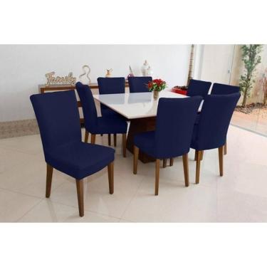Imagem de Capa Para Cadeira Lisa Kit 8 Lugares Malha - Azul Marinho