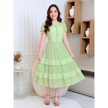 Imagem de Vestido Midi Feminino Festa Casamento Civil Noiva Madrinha Elegante Go