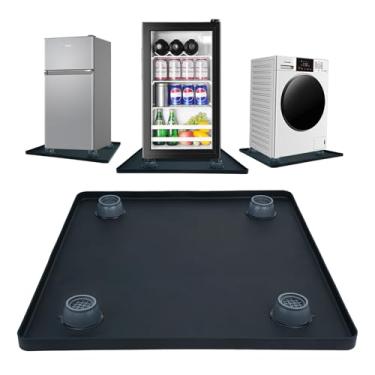 Imagem de Tapete de silicone para mini geladeira com 4 elevadores de base, protetor de piso sob a geladeira, borda elevada de 2 cm, evita vazamentos de água e danos no chão para geladeira, lavadora, secadora