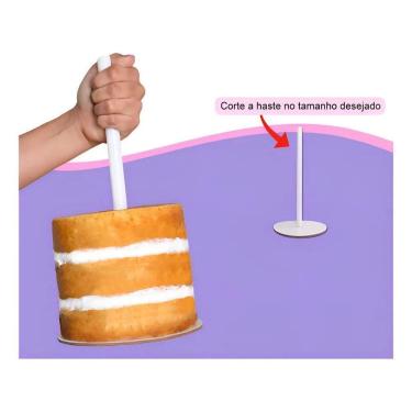 Imagem de 2X Guindaste Para Bolo 21Cm Solrac Disco E Varinha Em Mdf