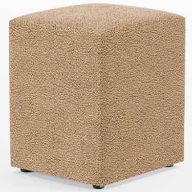 Imagem de Puff Quadrado Decorativo Sala De Estar L02 Bouclê Mostarda - Lyam Deco