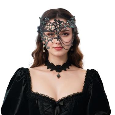 Imagem de Gionforsy Women Costume Masks Butterfly Lace Masquerade Masks Vintage 1920s Mask for Mardi Gras Halloween Dancing (Green)