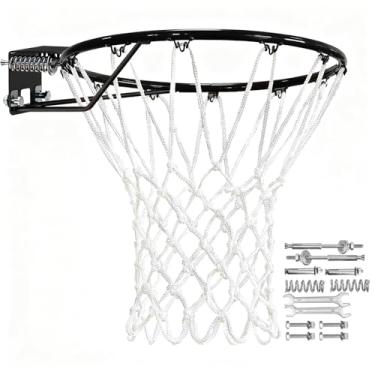 Imagem de Heavy Duty Replacement Basketball Rim - 18" Solid Steel with Heavy-Duty Net, Pro-Grade Basketball Hoop Rim, Wall-Mount & Hoop Replacement, Double Spring Basketball Hoop Rim & Complete Installation Kit