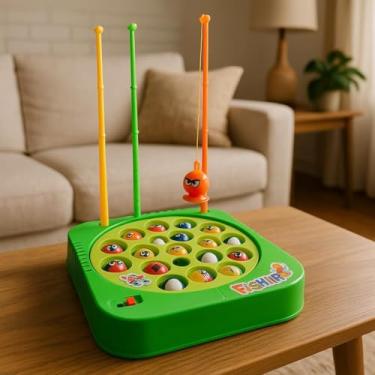 Imagem de Jogo de Pescaria Infantil a Pilha – Brinquedo Educativo com Base Giratória, 3 Varas e 15 Peixinhos | Coordenação Motora e Diversão Garantida