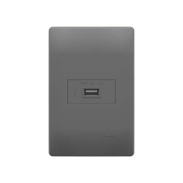 Imagem de Tomada USB Fame Habitat Onix 15W com Placa 4x2, Onix