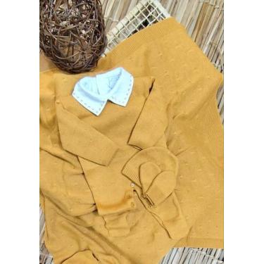 Imagem de Kit Menino Saída de Maternidade em Tricô - Samy Baby, Amarelo mostarda