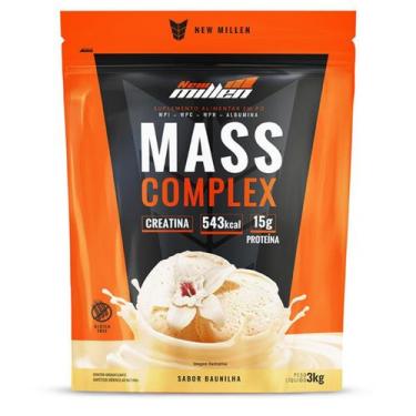 Imagem de Hipercalórico Mass Complex 14.400 Refil 3kg Sabor Baunilha New Millen