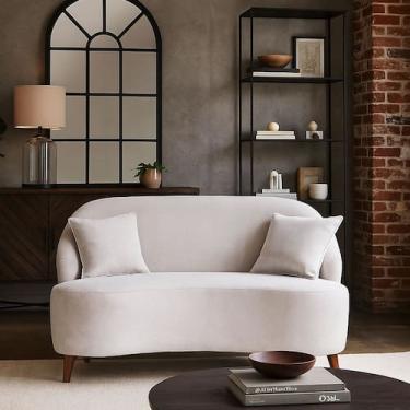 Imagem de Sofá Orgânico Curvo 2 Lugares Feijão Bouclé - BL Decor, Bege