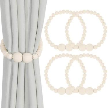 Imagem de Cortain Tiebacks KLOGTSIND Magnetic Wood Bead, pacote com 4