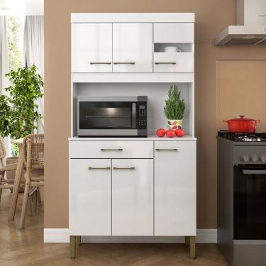 Imagem de Kit Cozinha Carla 90cm 6 Portas 1 Gaveta Branco