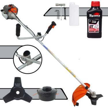 Imagem de Roçadeira Cortador de Grama À Gasolina Vulcan VR330P 33cc 1,2HP Completa Com Guidão Anti-Vibração Carretel Nylon + Lâmina 3 Pontas + ÓLEO TOYAMA 2T