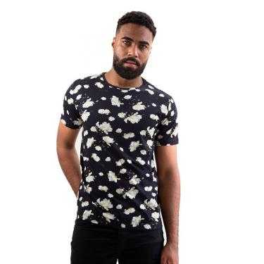 Imagem de Camiseta Masculina Ixória Básica Estampada Floral Preta