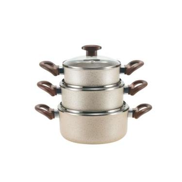 Imagem de Conjunto de Caçarolas Crema 3 peças com Tampa de Vidro - Marcolar